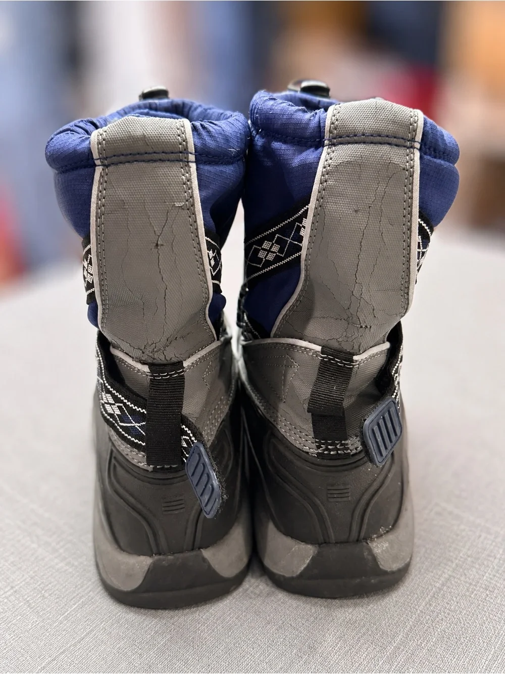 Lands’ End Women’s Winter Snow Boots Navy Gray Waterproof Size 7